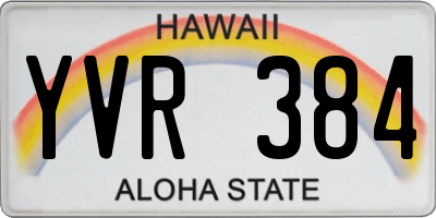 HI license plate YVR384