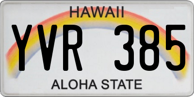 HI license plate YVR385