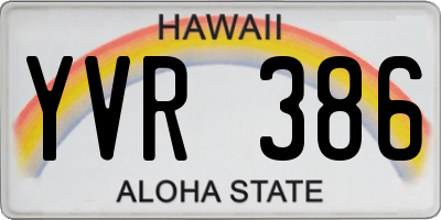 HI license plate YVR386