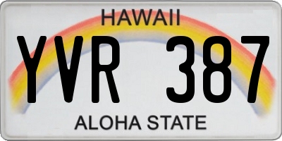 HI license plate YVR387