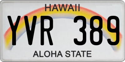 HI license plate YVR389
