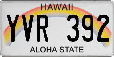 HI license plate YVR392