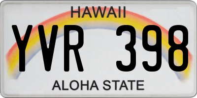 HI license plate YVR398