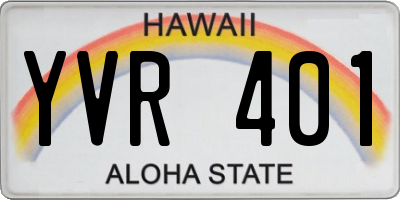 HI license plate YVR401