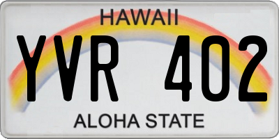 HI license plate YVR402