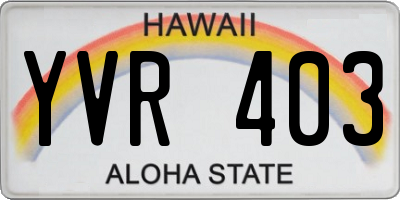 HI license plate YVR403