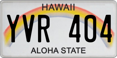 HI license plate YVR404