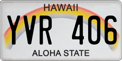HI license plate YVR406