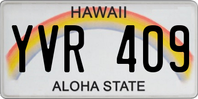 HI license plate YVR409