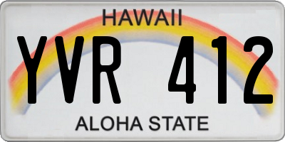 HI license plate YVR412