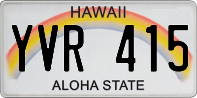 HI license plate YVR415