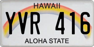 HI license plate YVR416