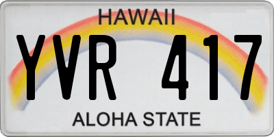 HI license plate YVR417