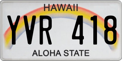 HI license plate YVR418