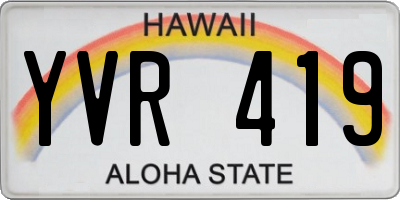 HI license plate YVR419