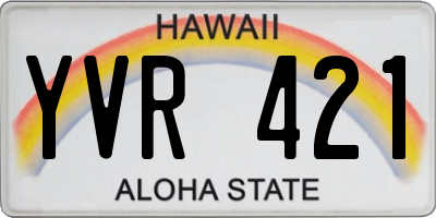 HI license plate YVR421