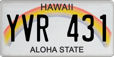 HI license plate YVR431