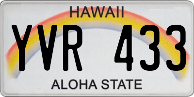 HI license plate YVR433