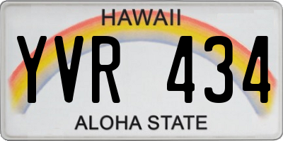 HI license plate YVR434