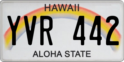 HI license plate YVR442