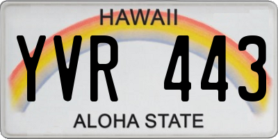 HI license plate YVR443