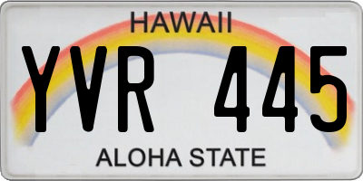 HI license plate YVR445