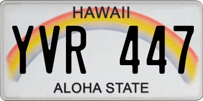 HI license plate YVR447