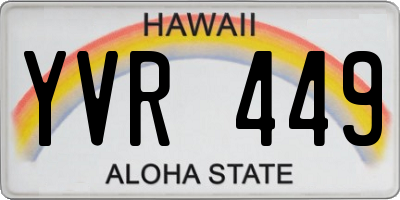 HI license plate YVR449