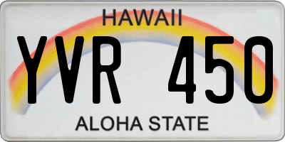 HI license plate YVR450