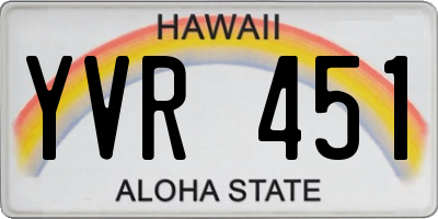 HI license plate YVR451