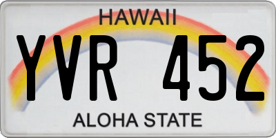 HI license plate YVR452