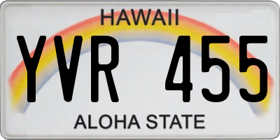 HI license plate YVR455