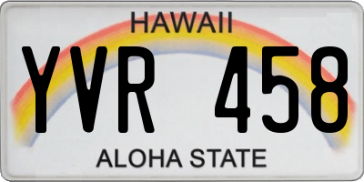 HI license plate YVR458