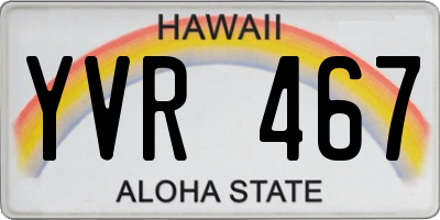 HI license plate YVR467