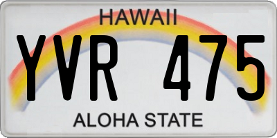 HI license plate YVR475