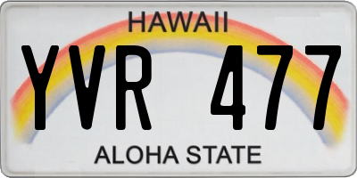 HI license plate YVR477