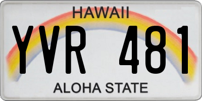 HI license plate YVR481