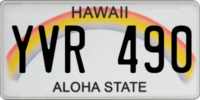 HI license plate YVR490