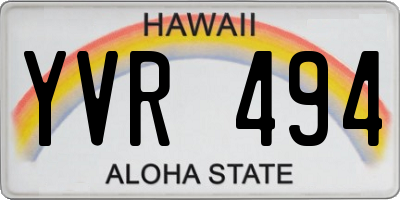 HI license plate YVR494