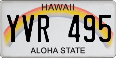 HI license plate YVR495