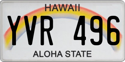 HI license plate YVR496