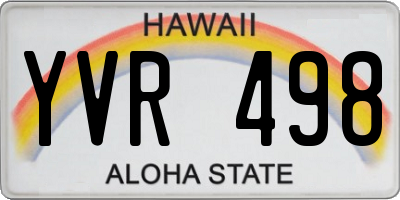 HI license plate YVR498