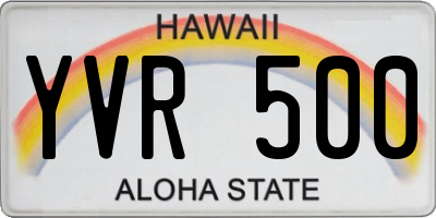 HI license plate YVR500