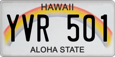 HI license plate YVR501
