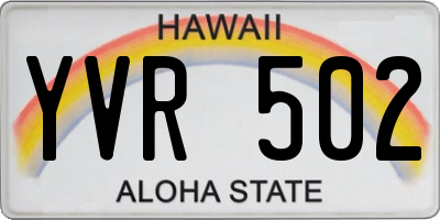 HI license plate YVR502