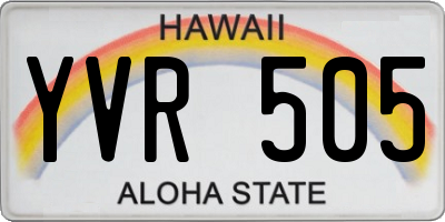 HI license plate YVR505
