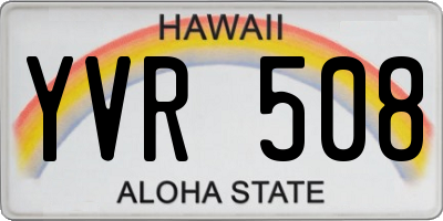 HI license plate YVR508