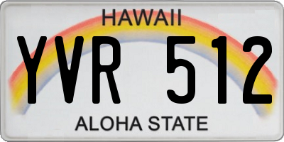 HI license plate YVR512