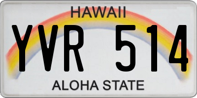 HI license plate YVR514