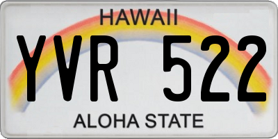 HI license plate YVR522